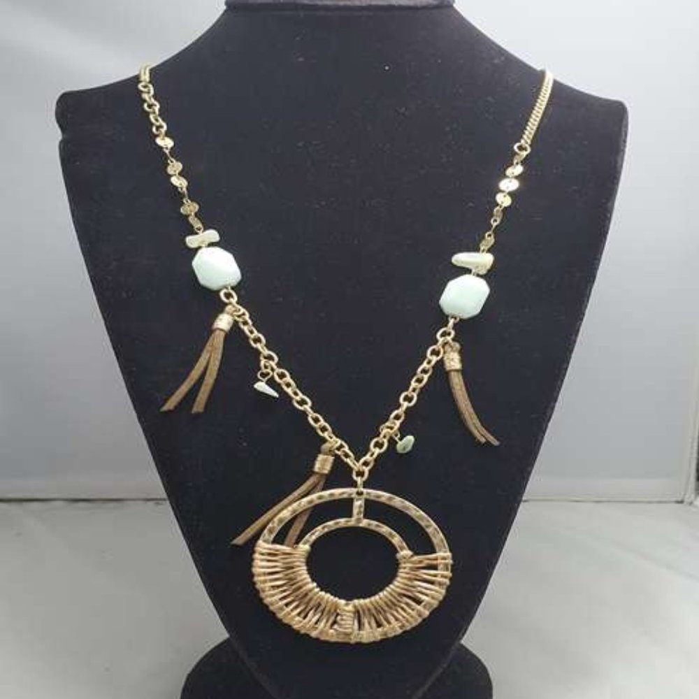 RUFF HEWN gold medallion pendant necklace with tassels